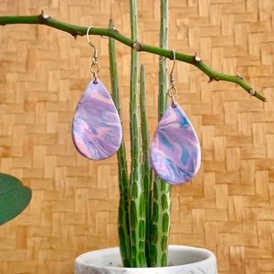 Cotton Candy Wave Clay Earrings